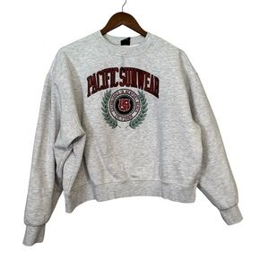 Women's Pacsun Pacific Sunwear Grey Crewneck Crest Sweatshirt
